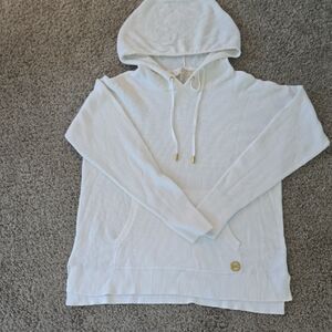 Michael Kors Cream Knit Hoodie with Gold Details